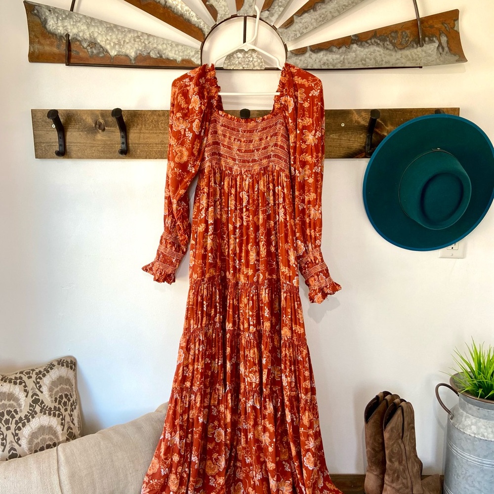 Free People - Floral Rust Maxi Dress